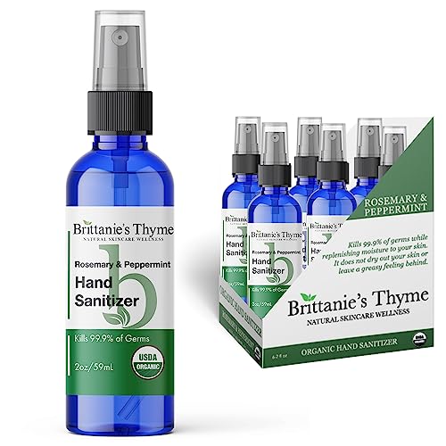 Brittanie's Thyme Organic Hand Sanitizer Spray - Moisturizing with Aloe & Vitamin E - 2oz, 6 Pack
