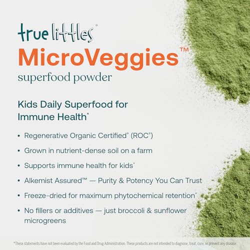 True Grace MicroVeggies Superfood Powder - Boosts Immune Health, Vegan, Regenerative Organic - 0.4oz