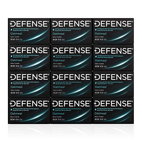 Defense Soap Bar - Natural Oatmeal Exfoliant with Tea Tree & Eucalyptus for Healthy Skin - 12pk