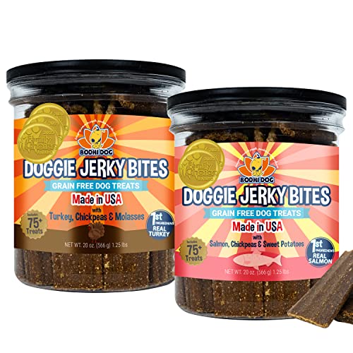 Bodhi Dog Premium Turkey & Salmon Jerky Treats - Grain-Free, Nutritious, Made in USA - 12oz