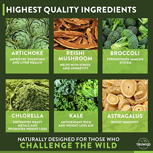 TruWild Greens Superfood Juice Powder - Antioxidant & Immune Support, Cucumber Mint - 30 Servings