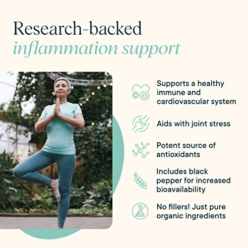 Ora Organic Turmeric Supplement - Joint & Heart Support, No Fillers - 90 Vegan Tablets