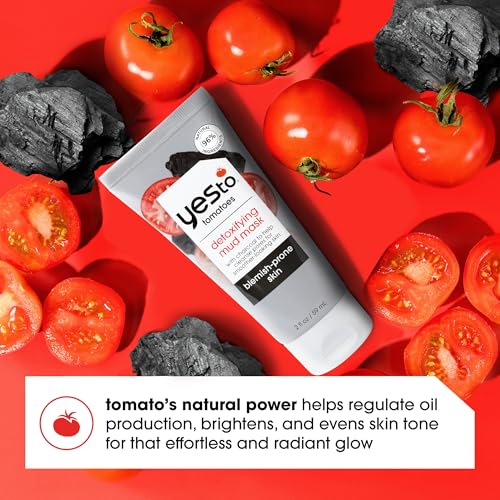 Yes To Tomatoes Charcoal Mud Mask - Draws Out Impurities, Salicylic Acid - 2.006 Fl Oz