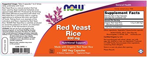 NOW Foods Red Yeast Rice - Supports Healthy Cholesterol Levels, 600 mg, 240 Count