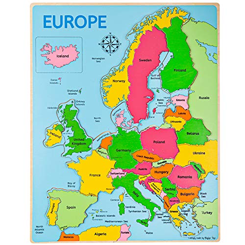 Bigjigs Toys Europe Map Puzzle - Enhances Geography Skills, Non-Toxic Wood - 25 Pieces