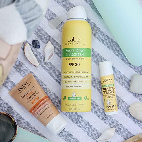 Babo Botanicals Mineral Sunscreen Stick SPF 30 - Fragrance-Free, Hypoallergenic - 0.6oz