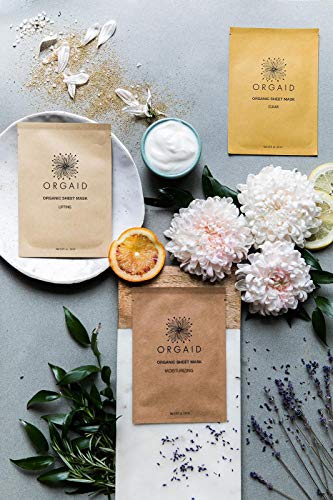 ORGAID Organic Sheet Mask - Anti-Aging & Moisturizing, Made in USA - Single Use