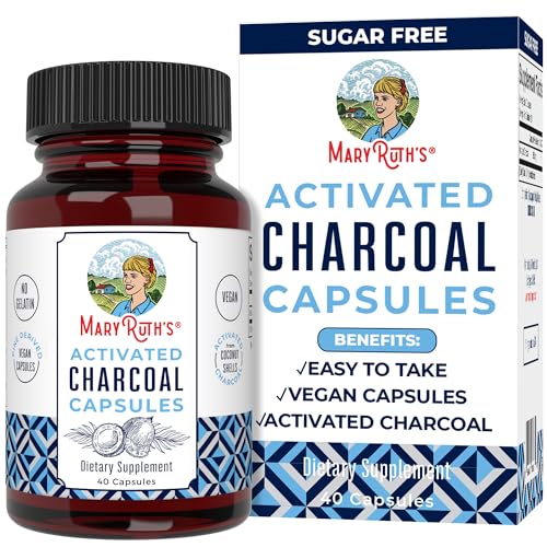 MaryRuth Organics Activated Charcoal Capsules - Natural Detox Support, Vegan, Non-GMO - 40 Count