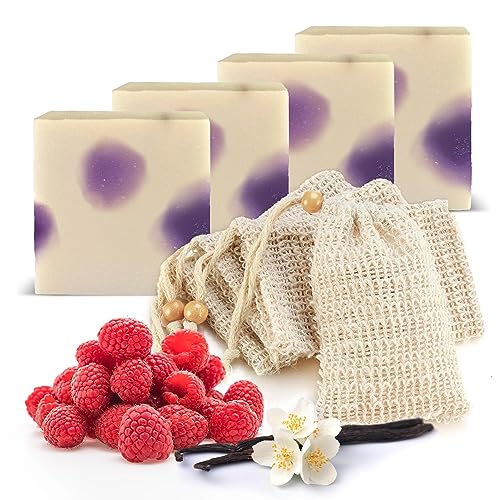 Age of Sage Artisan Body Soap Set - Organic, Vegan, Essential Oils, Sisal Pouch - 4 Bars