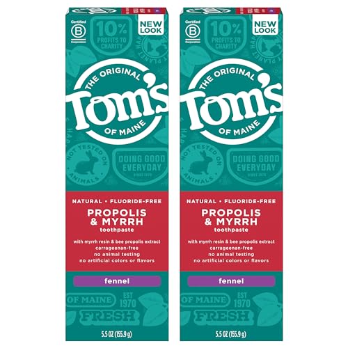 Tom's of Maine Natural Toothpaste - Fluoride-Free, Fennel Flavor, Propolis & Myrrh - 2-Pack 5.5oz