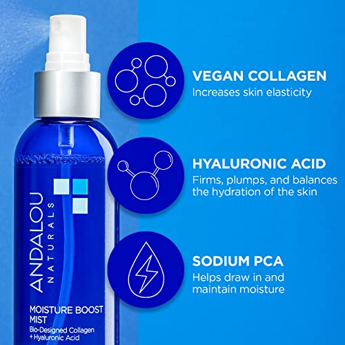 Andalou Naturals Face Mist - Hydrating Spray with Hyaluronic Acid & Bio-Designed Collagen - 6 fl oz