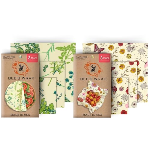 Bee's Wrap Reusable Vegan Food Wraps - Organic, Toxin-Free, 3 Sizes for Fresh Food Storage