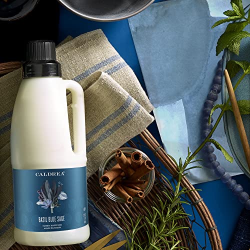 Caldrea Fabric Softener - Softens, Reduces Static & Wrinkles, Plant Derived, Basil Blue Sage - 32oz