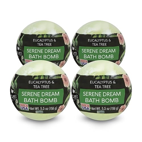 Nature's Beauty Bath Bomb Multi-Pack - Moisturizing Coconut Oil & Witch Hazel, 4 Luxury Fizzies