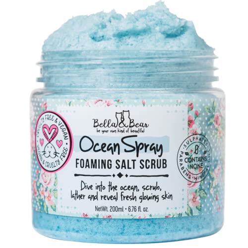 Bella & Bear Ocean Spray Body Scrub - Smooths Skin, Reduces Cellulite, Fresh Ocean Scent - 6.7oz