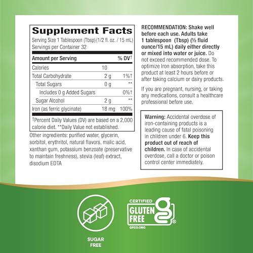 Nature's Way Liquid Iron - Restores Energy, Sugar-Free Berry Flavor, Gluten-Free - 16 Fl. Oz.