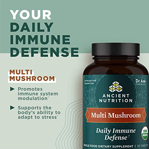 Ancient Nutrition Mushroom Supplement - Immune Support, Stress Response, Organic - 30 Tablets