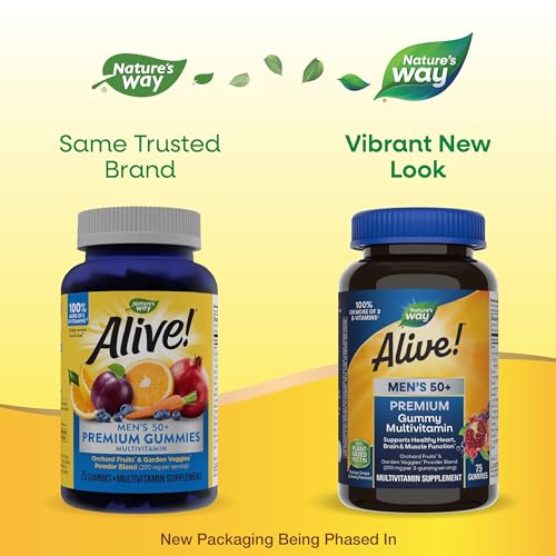 Nature’s Way Alive! Men’s 50+ Multivitamin - Supports Heart, Brain & Muscle Health - 75 Gummies