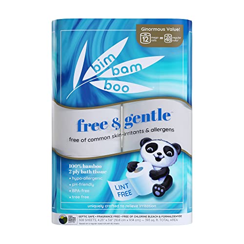 Bamboo Tissue Bath 2-Ply - Hypoallergenic, Biodegradable, Septic Safe - 100% Bamboo, 200 Sheets