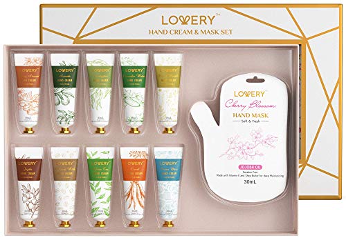 LOVERY Hand Care Set - Nourishing Creams & Masks with Shea Butter, Vitamin E - 15pcs