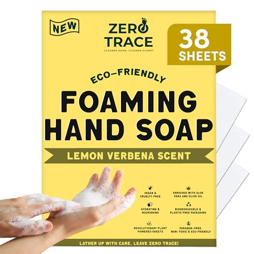 ZERO TRACE Foaming Hand Soap Sheets - Gentle Clean, Zero Waste, Lemon Verbena - 152 Fl Oz Equivalent