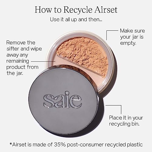 Saie Face Powder Duo - Fluffy Brush & Radiant Setting Powder, Vegan, Cruelty-Free - 0.14oz