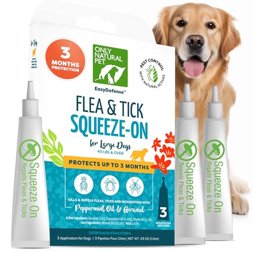 Only Natural Pet Flea & Tick Control for Large Dogs - Plant-Based Protection, 3 Month Supply