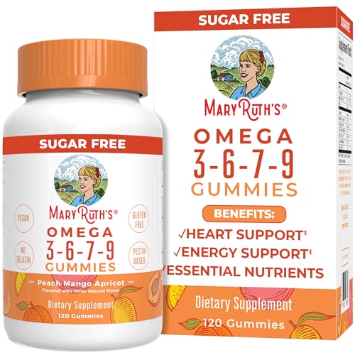 MaryRuth's Vegan Omega 3-6-7-9 Gummies - Plant-Based ALA, Allergen-Free, 120 Count