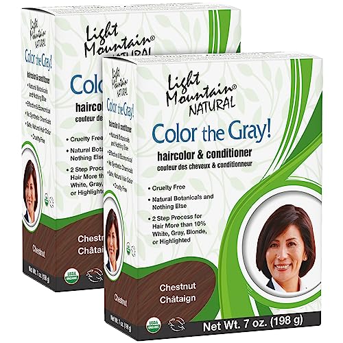 Light Mountain Henna Hair Color - Vibrant Chestnut, Vegan & Ammonia-Free - 7 Oz Pack of 2