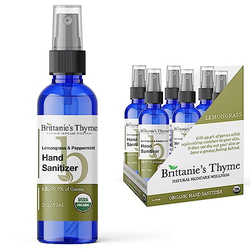 Brittanie's Thyme Organic Hand Sanitizer Spray - Moisturizing with Aloe & Vitamin E - 2oz, 6 Pack