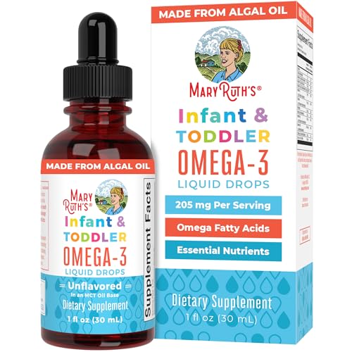 MaryRuth's Omega-3 Liquid Drops - Supports Brain Growth, 200mg DHA, Unflavored - 1 Fl Oz