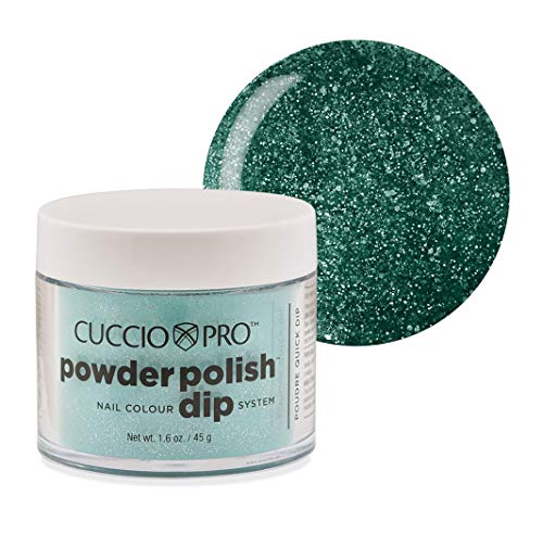 Cuccio Colour Powder Nail Polish - Rich Color, Strengthens Nails, Jade Silver Glitter - 2oz