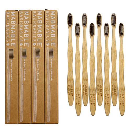 MABLE Basics Bamboo Toothbrush - Soft Plant-Based Bristles, Compostable, 4 Pack