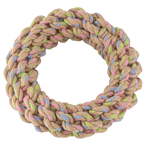 Beco Hemp Rope Jungle Ring Dog Toy - Tough Chew & Tug, Climate Neutral Certified - 10in