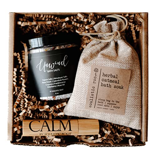 Soulistic Root Bath & Body Gift Set - Relaxation Essentials, Natural Oils & Herbal Soaks - 3 Items