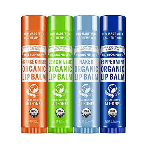 Dr. Bronner's Organic Lip Balm Variety Pack - Nourishing Beeswax & Avocado Oil, 0.15oz Each