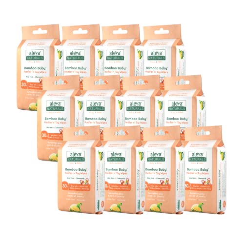 Aleva Naturals Bamboo Baby Wipes - Gentle Clean for Toys & Pacifiers, Organic Ingredients - 30 Count