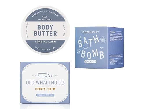 Old Whaling Co Coastal Calm Bath Set - Handmade, Gentle Ingredients - 3 Products, Beachy Scent