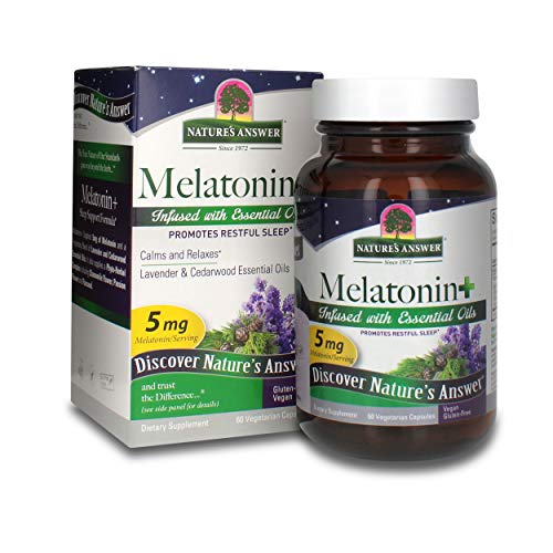 Nature's Answer Melatonin 5mg - Supports Restful Sleep, Lavender & Cedarwood Blend - 60 Caps