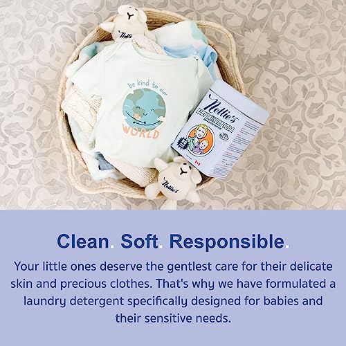 Nellie's Natural Baby Powder Laundry Detergent - Hypoallergenic, Fragrance-Free, 80 Loads - 2.2 lbs