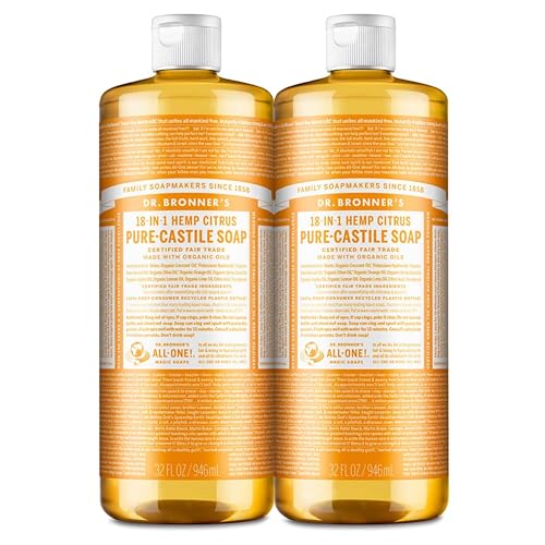 Dr. Bronner's Pure-Castile Liquid Soap - Organic, Biodegradable, 18-in-1 Uses, 32oz (2-Pack)