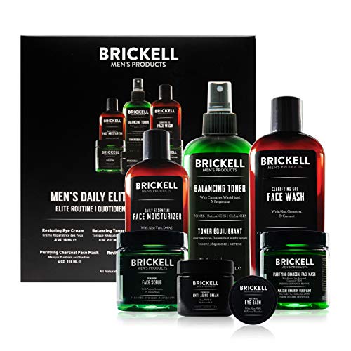 Brickell Men's Daily Elite Face Care Routine - Anti-Aging, Natural Ingredients - 7 Products
