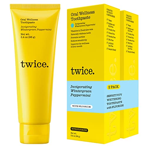 Twice Toothpaste - Whitening for Sensitive Teeth, Fluoride & Cavity Protection - 2-Pack