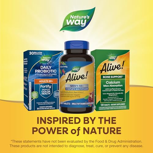 Nature’s Way Alive! Men’s 50+ Multivitamin - Supports Heart, Energy & Immune Health - 130 Tablets
