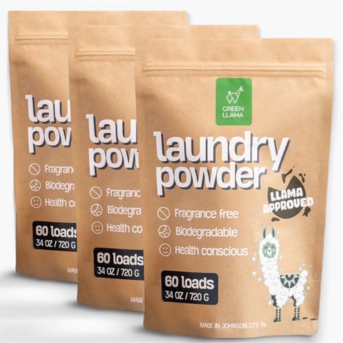 Green Llama Laundry Detergent - Hypoallergenic, Plant-Based, 180 Loads, Unscented - 3-Pack