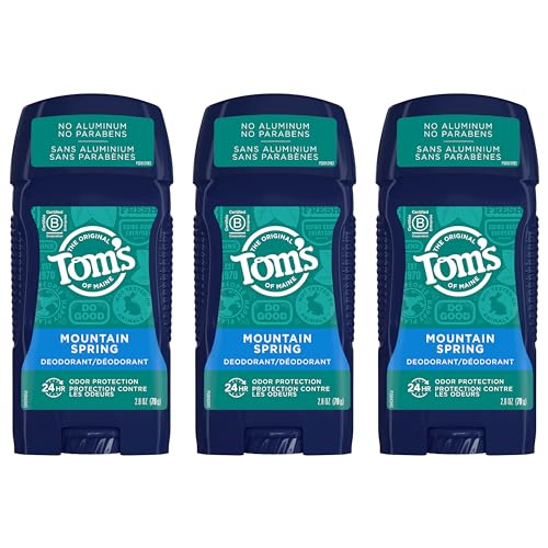 Tom's of Maine Natural Deodorant - 24-Hour Odor Protection, Aluminum-Free, Mountain Spring - 3-Pack