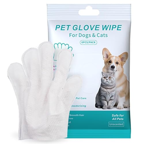 Herb Life Pet Wipe Gloves - Quick Cleaning & Deodorizing for Dogs and Cats - 6 Pack