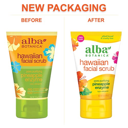 Alba Botanica Pore Purifying Facial Scrub - Softens Skin with Pineapple & Papaya - 4oz