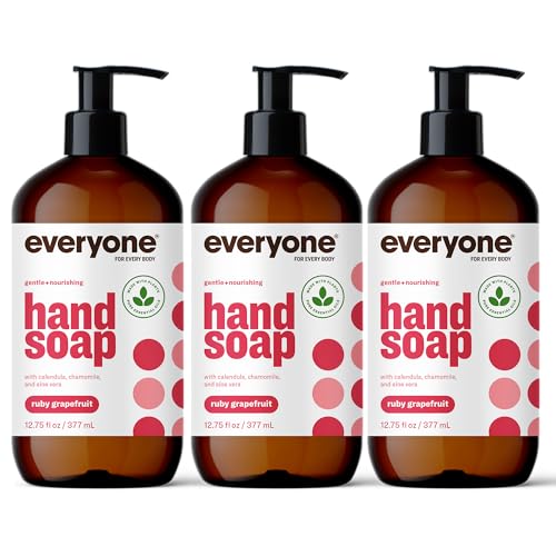 Everyone Liquid Hand Soap - Moisturizing Ruby Grapefruit Scent, Cruelty-Free, 12.75oz, Pack of 3
