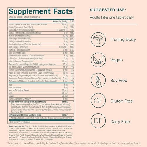 True Grace One Daily Women's Multivitamin 40+ - Energy, Immune & Bone Support - 30 Vegan Tabs